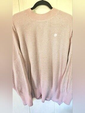 Victorias Secret PINK SUPER SOFT 100% COTTON Slouchy Sweater Cream Crew XL